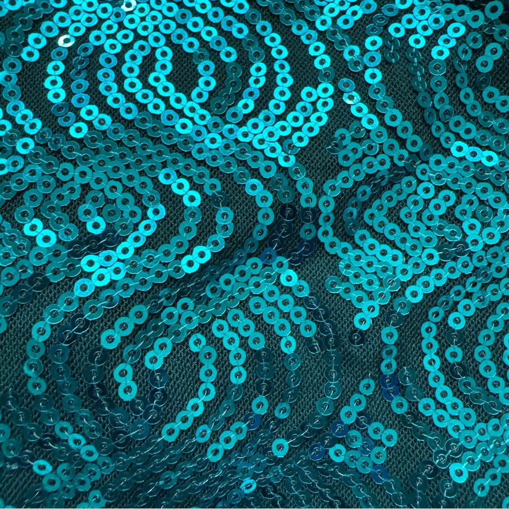 The Limited Teal Blue Sequin Front Racer Back Tank Top Side Ruched Size M - Picture 3 of 13